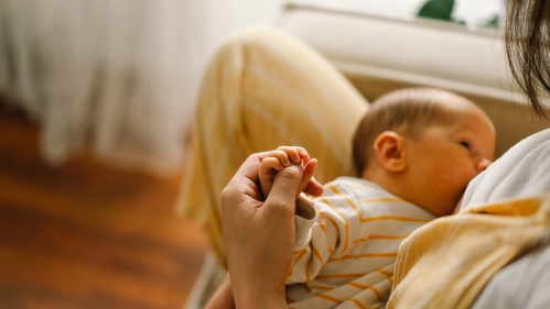 Baby getting breastfed by mother