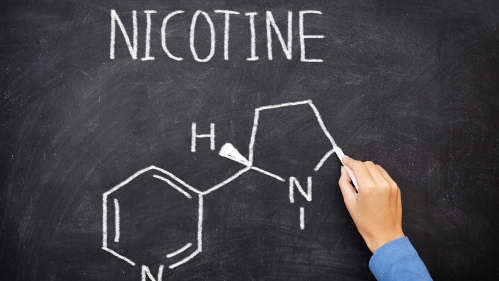 Nicotine molecule on chalk board.