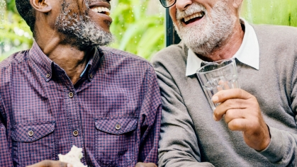 older adults at dinner