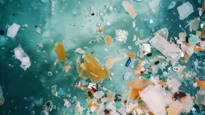 Microplastics in water.