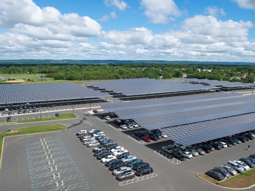 Aerial photo of parking lot.