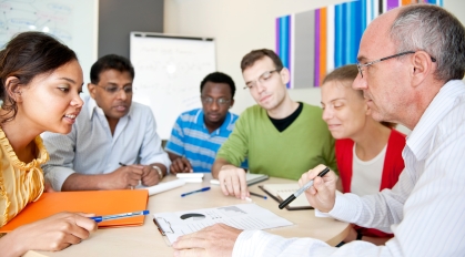 Group of people working as a team.