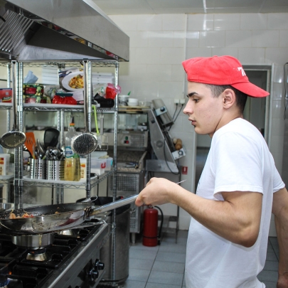 Student working in lab.