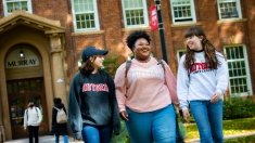 Students walking outside together