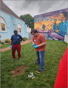 S. Stratton doing community work.