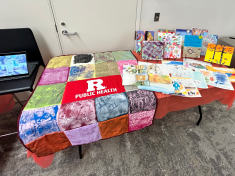 quilt collage and art work made by faculty and staff